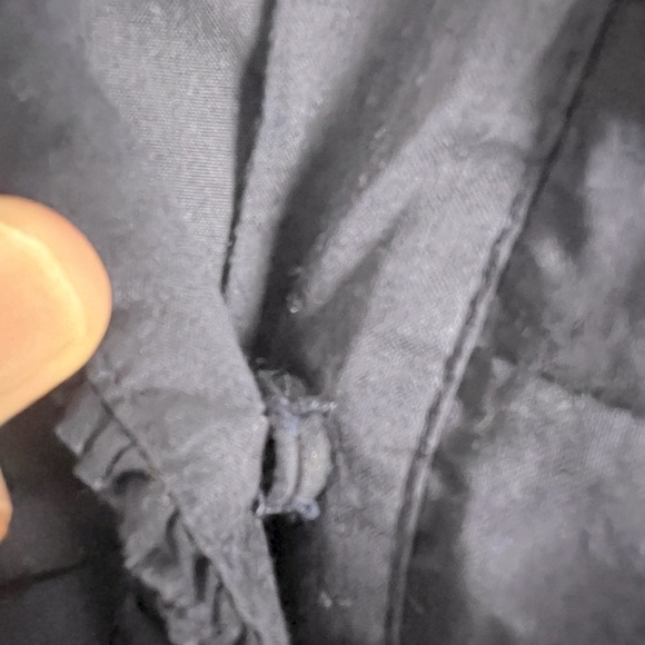 Lands' End Navy Blue 100% Cotton Sleeveless Coastal Preppy Ruffle Pintuck Dress - Picture 7 of 9